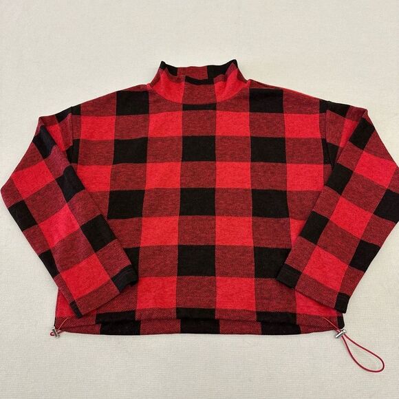 BB Dakota Red and Black Plaid Sweater - Picture 1 of 5